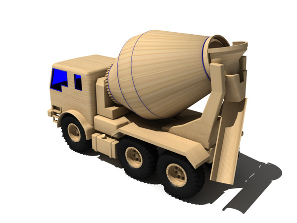 maya toy truck - Concrete mixer truck wooden toy... by gile.073